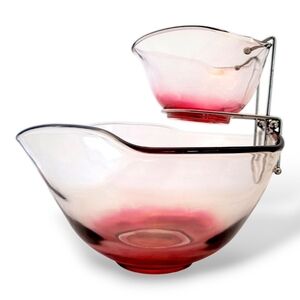 1960s Indiana Glass Ruby Chip and Dip Set